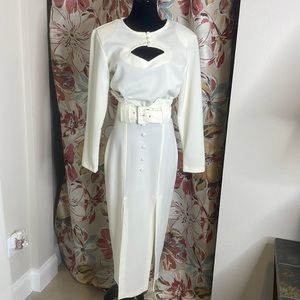 3-piece STEPPING OUT beige Long Skirt Set, size Large